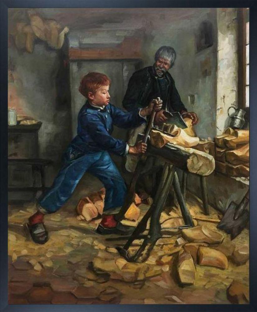 The Young Sabot Maker Pre-framed - Studio Black Wood Frame 20"X24"