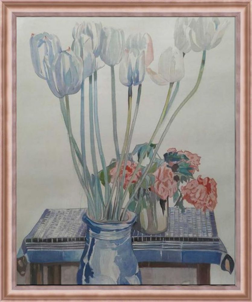 White Tulips Pre-Framed - Rose Gold Classico Frame 20" X 24"