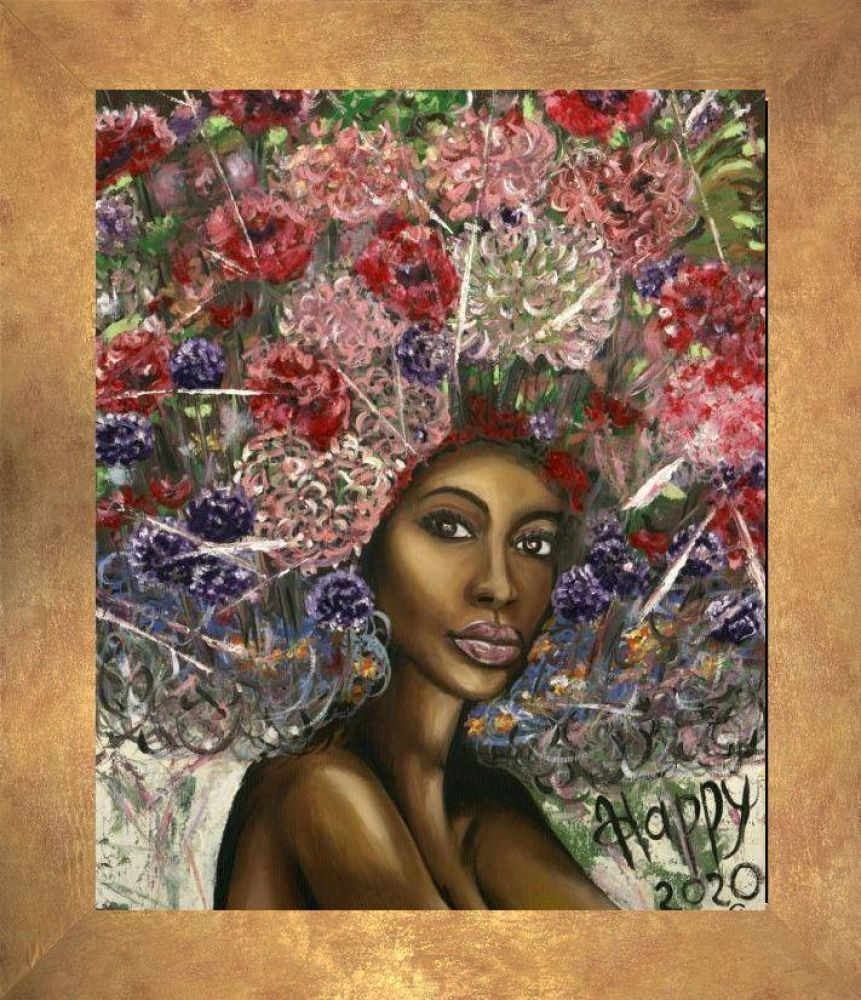 Happy Colorful Wave Pre-framed - Florentine Gold Frame 20"X24"