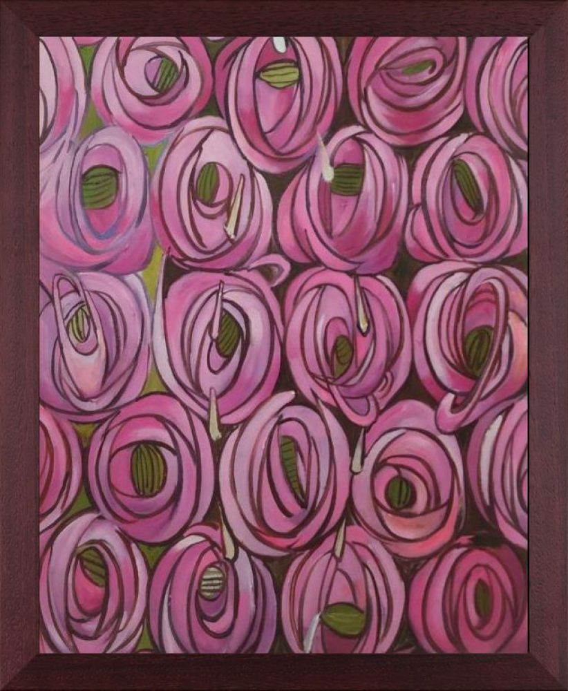 Roses Pre-Framed - Open Grain Mahogany 16" X 20"