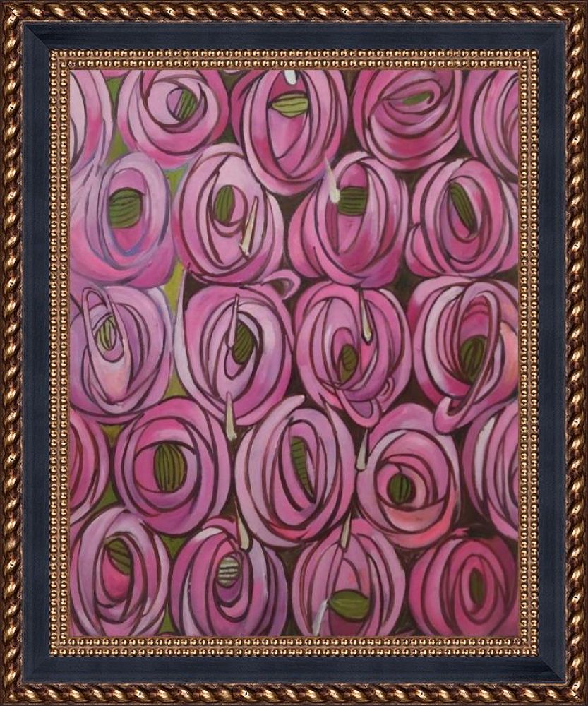 Roses Pre-Framed - Verona Black and Gold Braid 16"X20"