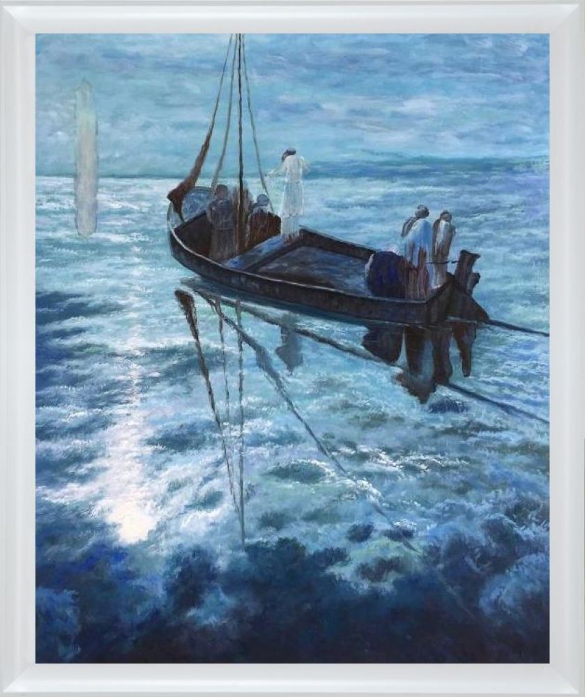 The Disciples See Christ Walking on the Water Pre-Framed - Moderne Blanc Frame 20" X 24"