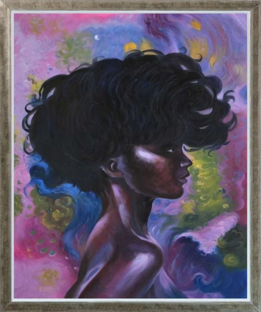 African Girl Reproduction Pre-Framed - Champagne Silhouette Frame 20" X 24"