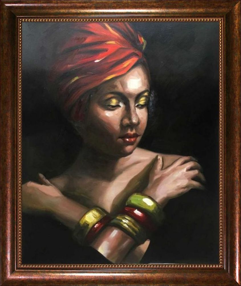 Girl with Golden Bracelets Reproduction Pre-Framed - Verona Cafe Frame 20"X24"