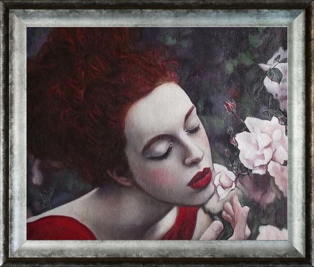 Perfume of White Roses Pre-framed - Athenian Distressed Silver Frame 20"X24"