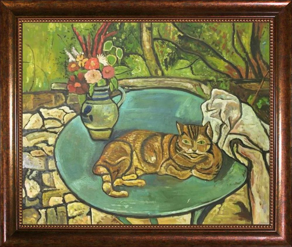 Raminou and Pitcher with Carnations Pre-Framed - Verona Cafe Frame 20"X24"