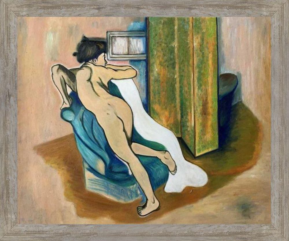 After the bath Pre-framed - Metropolitan Pewter Frame 20" X 24"