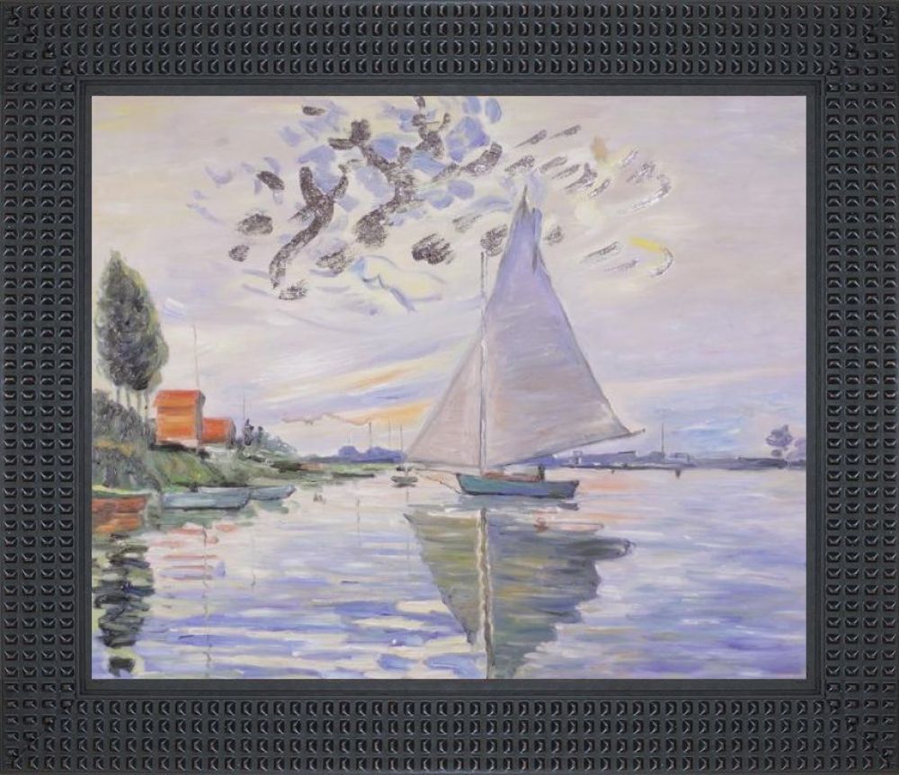 Sailboat at Le Petit-Gennevilliers (Luxury Line) Pre-Framed - Java Bean Frame 20" X 24"