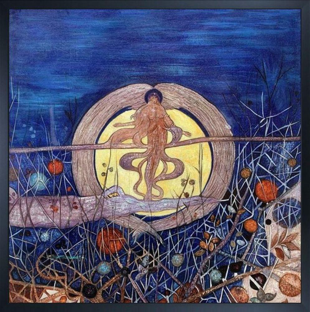 The Harvest Moon Pre-framed - Studio Black Wood Frame 24"X24"