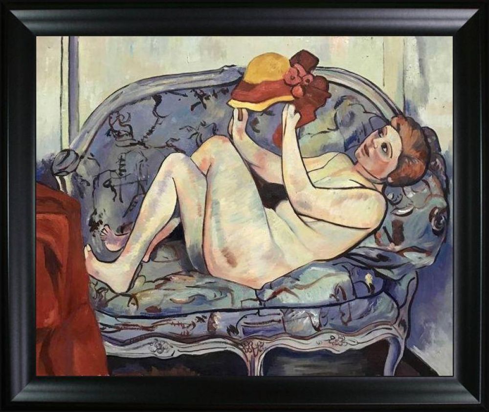 Nude Reclining on a Sofa Pre-framed - Black Matte Frame 20"X24"