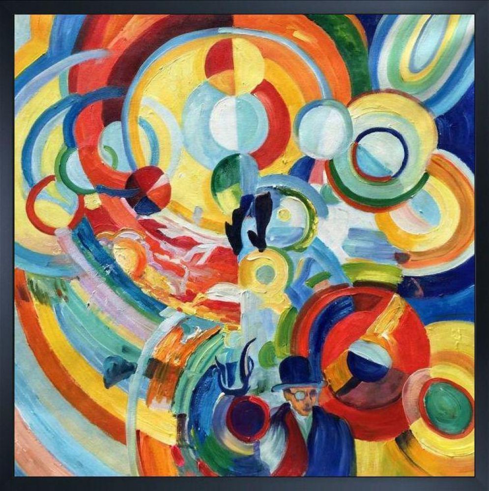 Carousel of Pigs Pre-framed - Studio Black Wood Frame 24"X24"