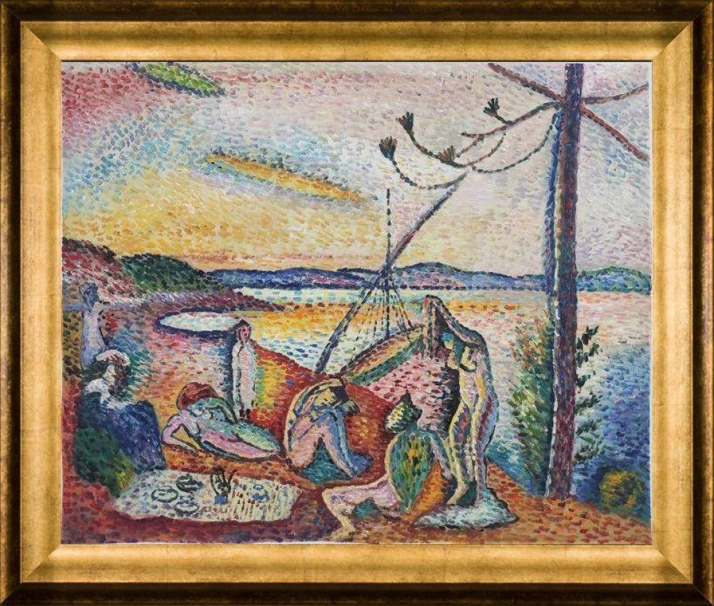 Luxury, Calm and Pleasure Pre-framed - Athenian Gold Frame 20"X24"