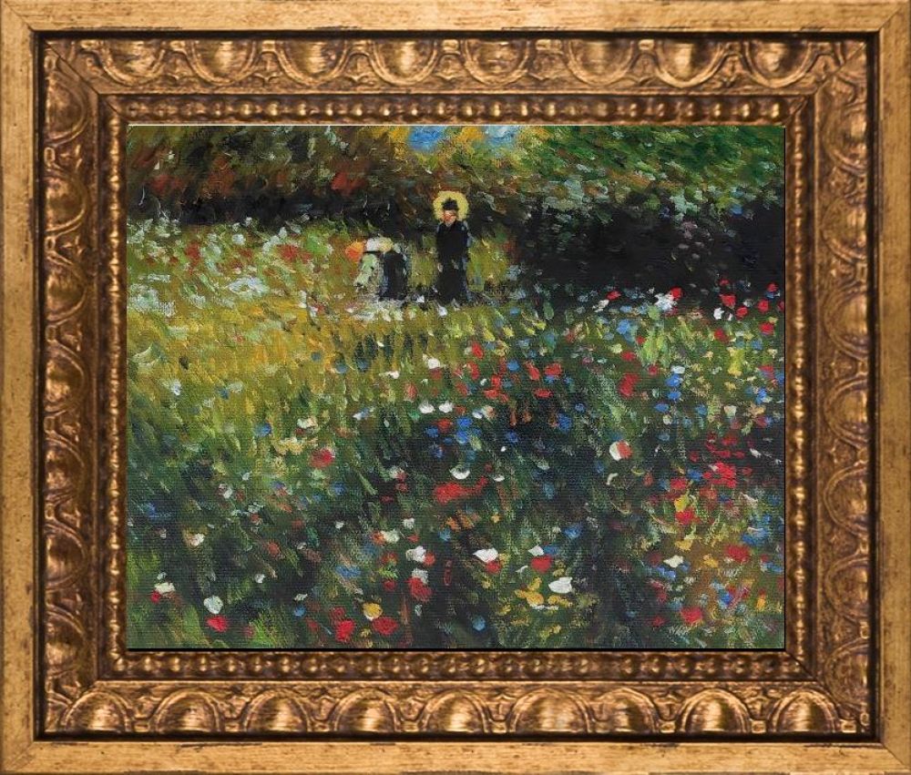 Frau mit Sonnenschirm,1875 Pre-framed - Versailles Gold Frame 8" X 10"