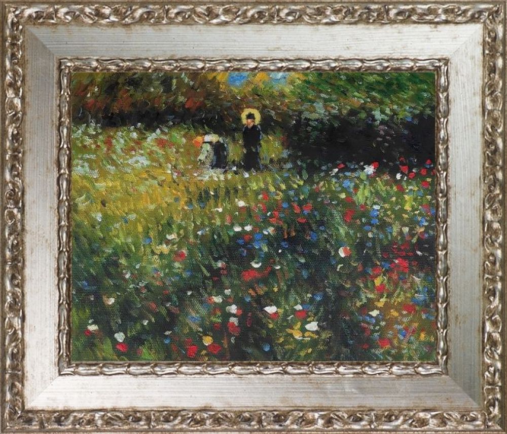 Frau mit Sonnenschirm,1875 Pre-framed - Versailles Silver Salon Frame 8"X10"