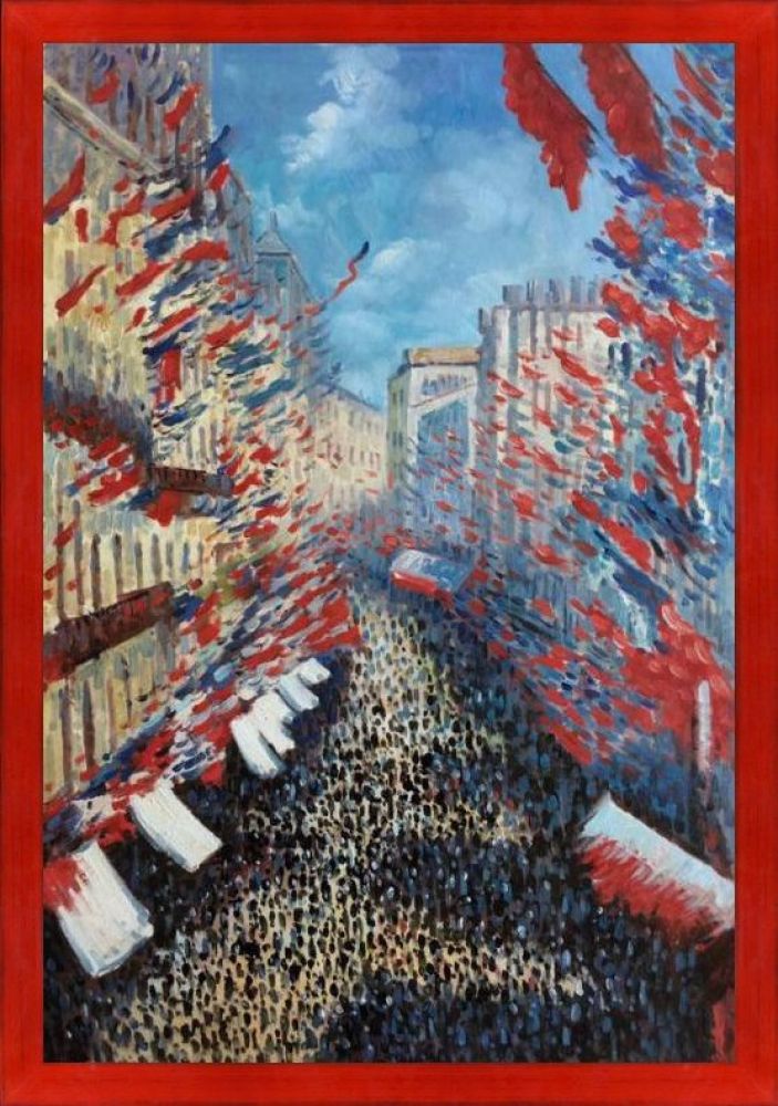 La Rue Montorgueil, Paris, Festival of June Pre-Framed - Stiletto Red Frame 24" X 36"
