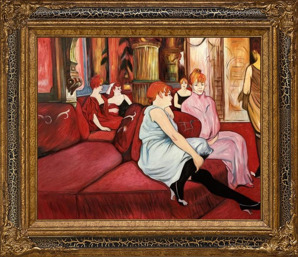 The Salon de la Rue des Moulins Pre-Framed - Black Crackle King Frame 20"X24"