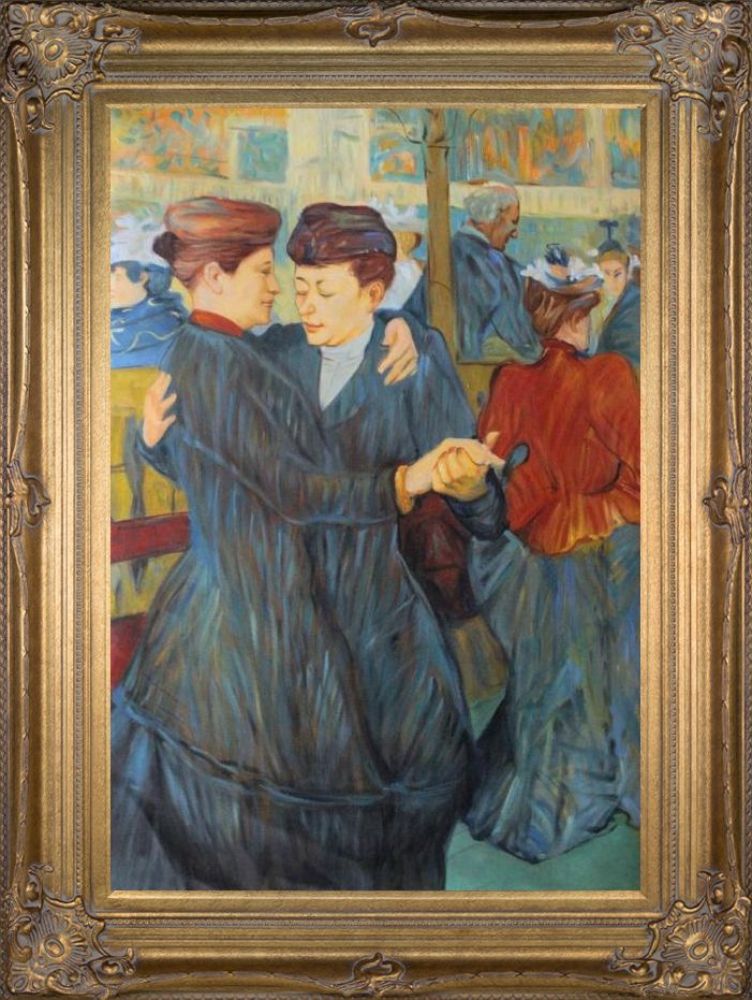 At the Moulin Rouge Two Women Waltzing Pre-Framed - Renaissance Bronze Frame 24"X36"