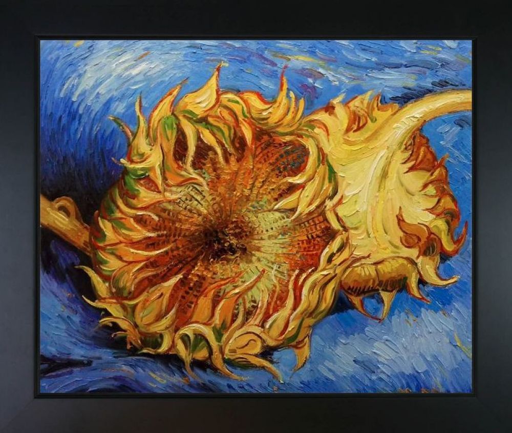 Two Cut Sunflowers Pre-Framed - New Age Black Frame 20"X24"