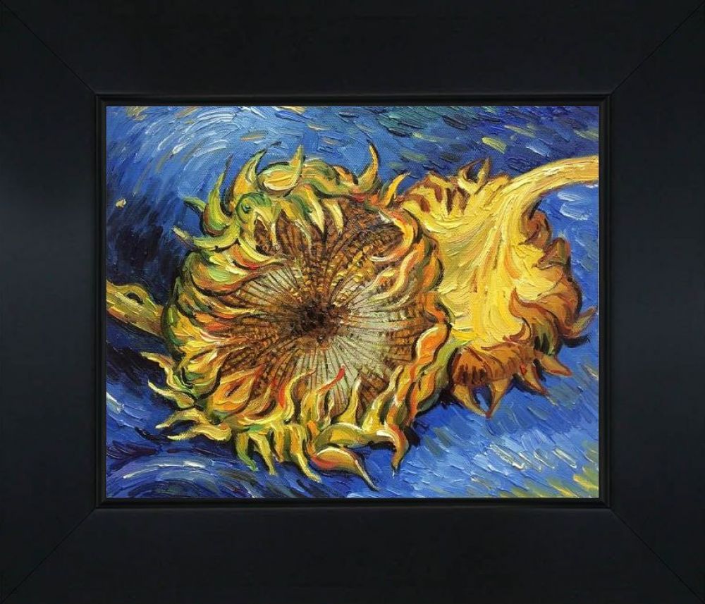 Two Cut Sunflowers Pre-framed - New Age Black Frame 8"X10"