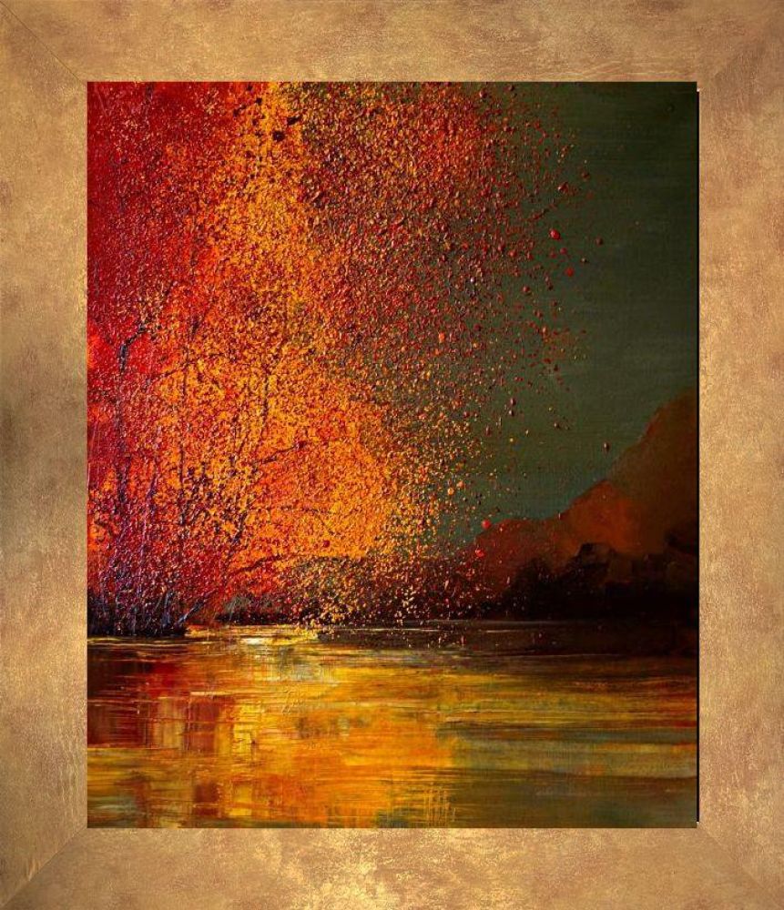 Autumn (Red Splatter) Pre-framed - Florentine Gold Frame 20"X24"