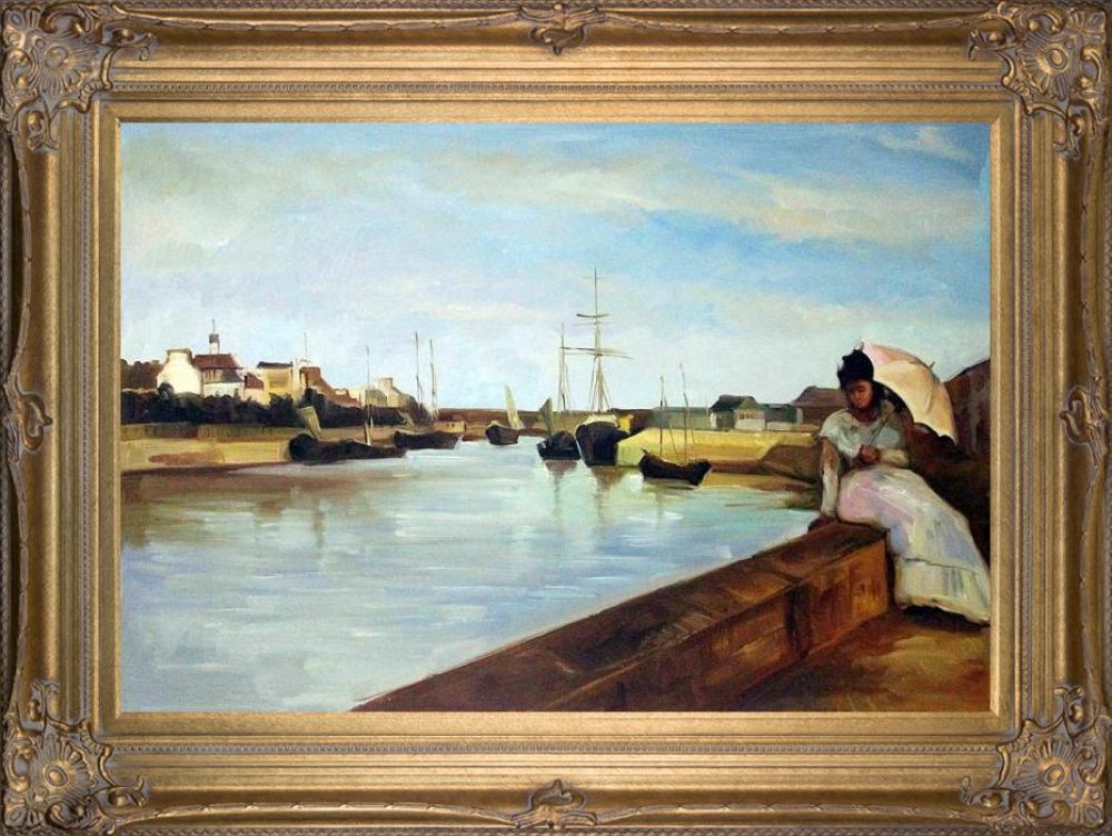 The Harbor at Lorient Pre-Framed - Renaissance Bronze Frame 24"X36"