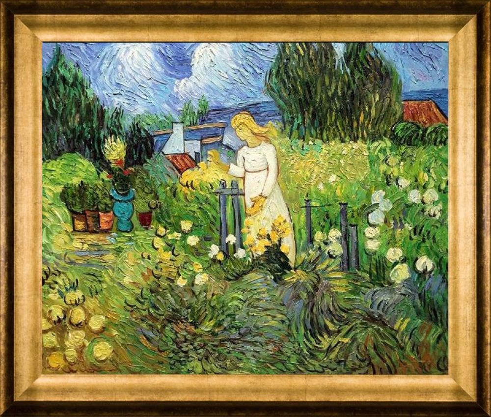 Mademoiselle Gachet in her garden at Auvers sur oise Pre-Framed - Athenian Gold Frame 20"X24"