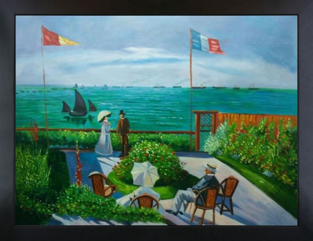 Terrace at St. Adresse Pre-Framed - New Age Black Frame 30"X40"