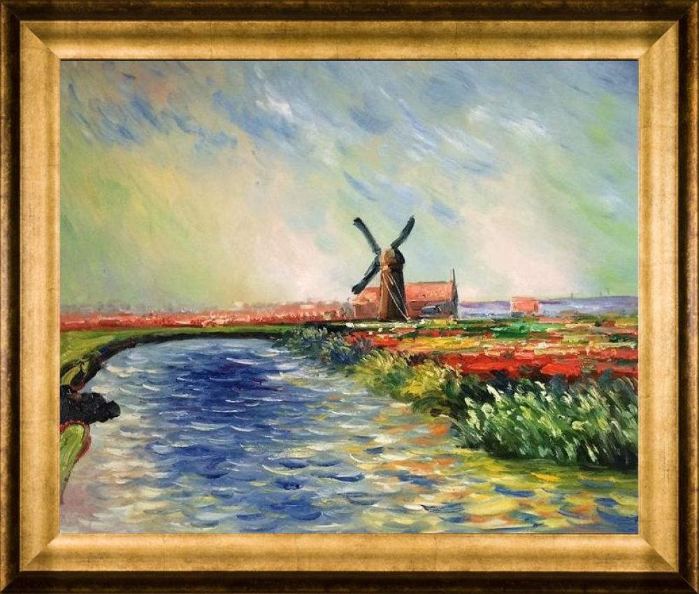 Tulip Field in Holland - Athenian Gold Frame 20"X24"
