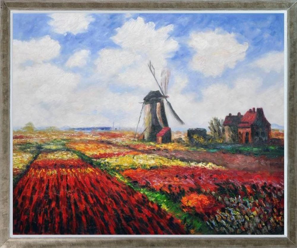 Tulip Field with the Rijnsburg Windmill Pre-Framed - Champagne Silhouette Frame 20" X 24"