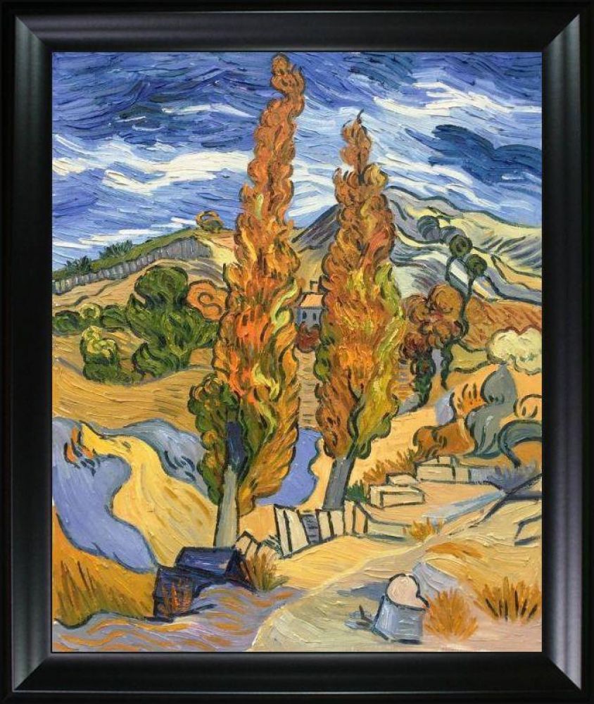 Two Poplars on a Hill Pre-framed - Black Matte Frame 20"X24"