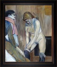 Woman Pulling up her Stocking Pre-Framed