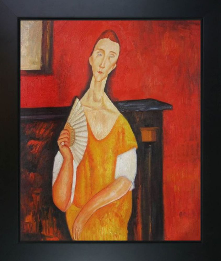 Woman With A Fan - New Age Black Frame 20"X24"