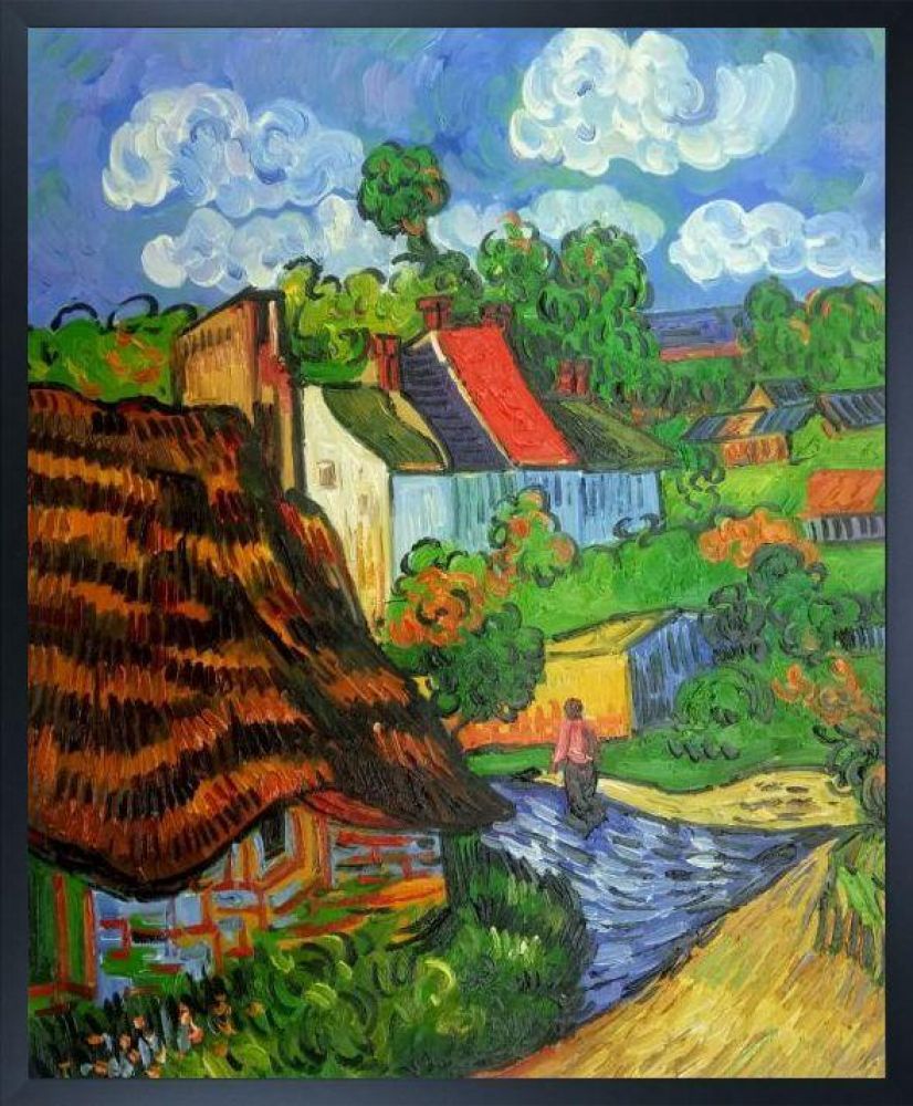 Houses in Auvers 2 Pre-framed - Studio Black Wood Frame 20"X24"