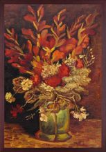 Vase with Gladioli and Carnations (Red) Pre-framed
