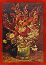 Vase with Gladioli and Carnations (Red) Pre-Framed