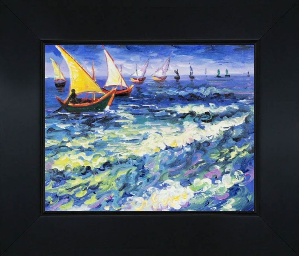 Seascape at Saintes Maries de la Mer Pre-framed - New Age Black Frame 8"X10"