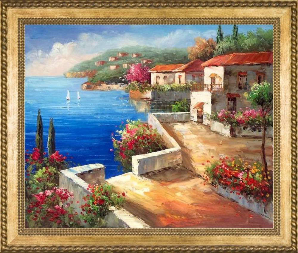 Vacation Harbor Pre-Framed - Verona Gold Braid Frame 20"X24"