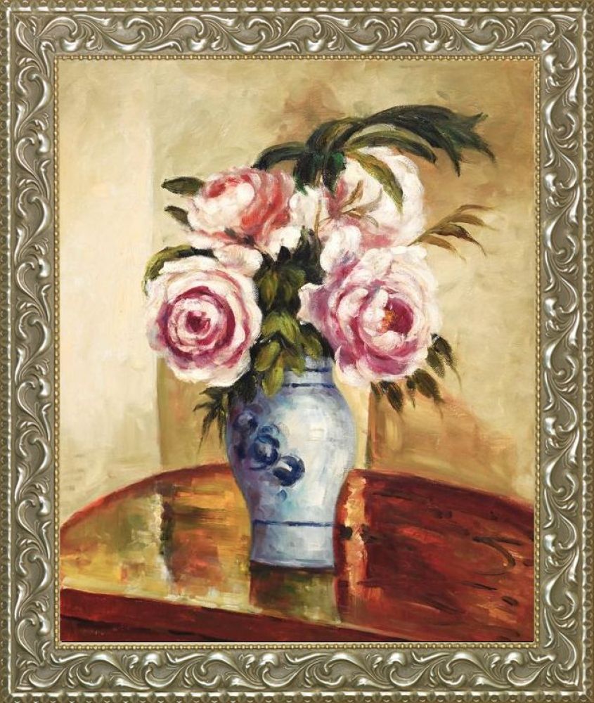 Bouquet of Pink Peonies Pre-Framed - Rococo Silver 20"X24"