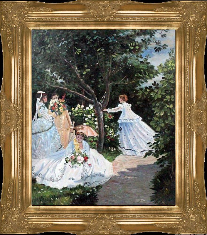 Women in the Garden, 1866 Pre-framed - Victorian Gold Frame 20"X24"