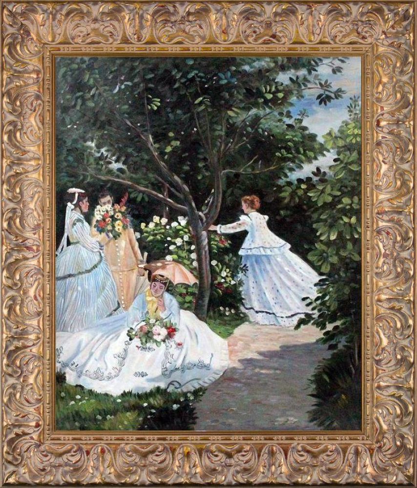 Women in the Garden, 1866 Pre-framed - Espana Gold Frame 20"X24"