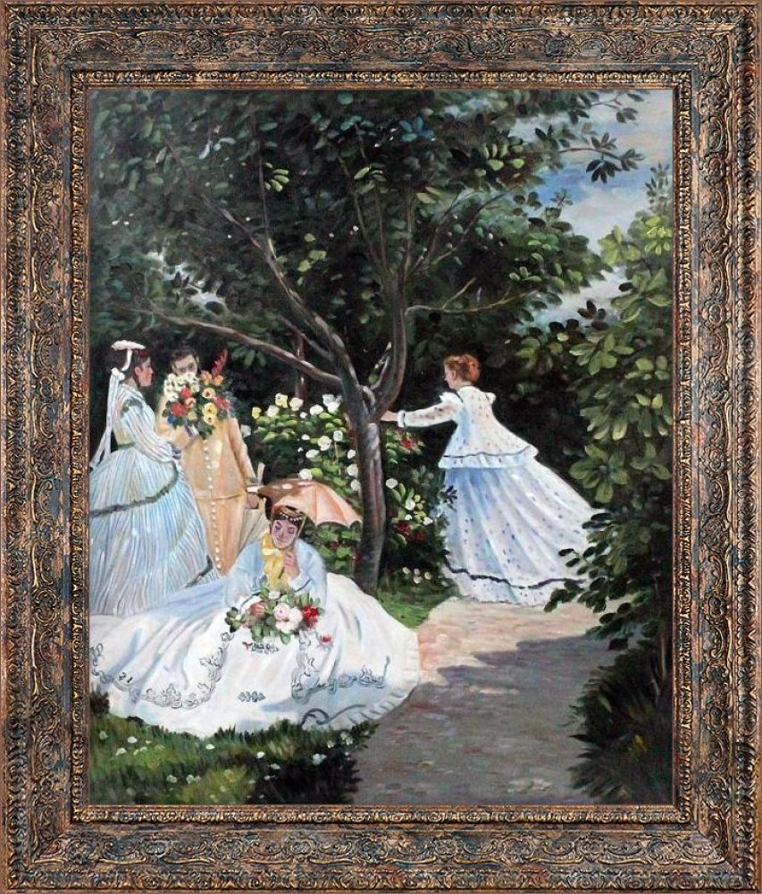 Women in the Garden, 1866 Pre-framed - Parisian Tortoise Frame 20