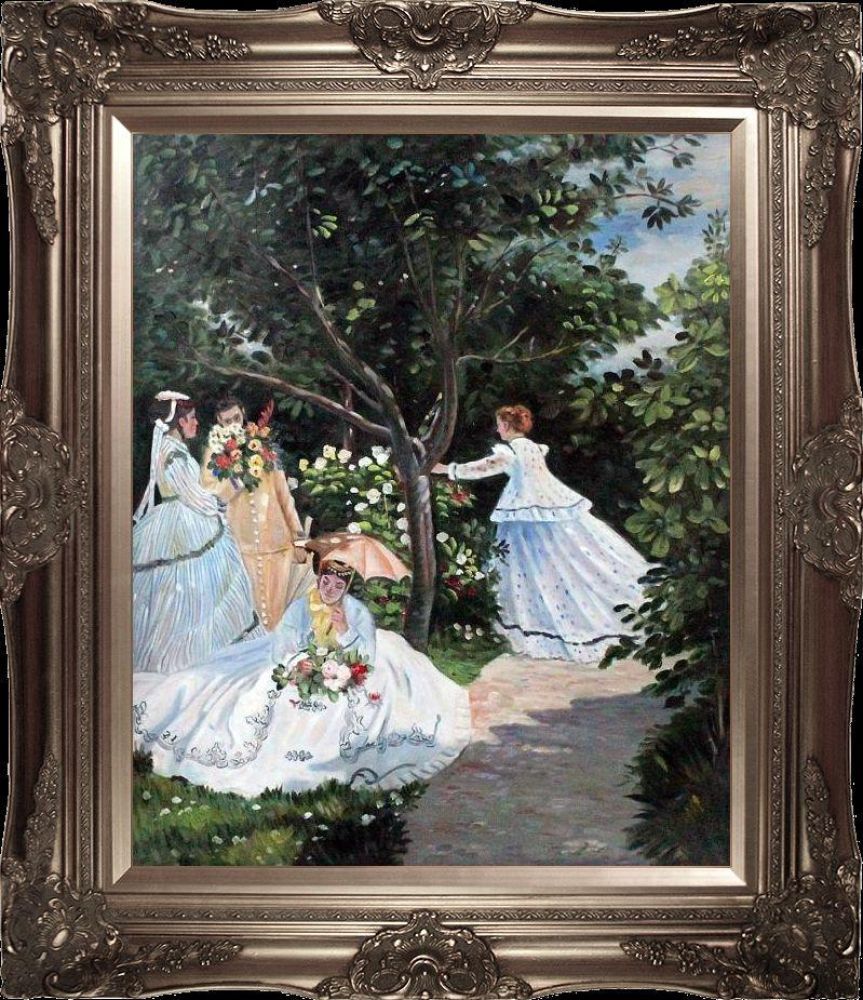 Women in the Garden, 1866 Pre-framed - Victorian Champagne Frame 20