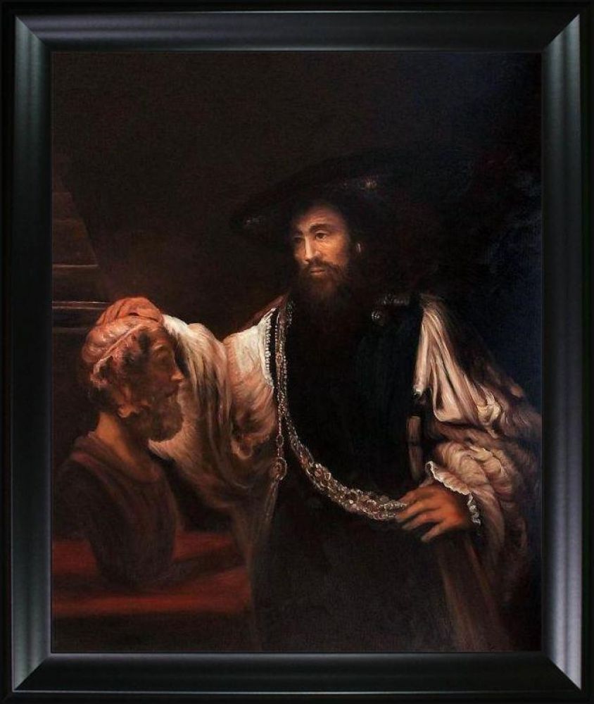 Aristotle with a Bust of Homer Pre-framed - Black Matte Frame 20"X24"