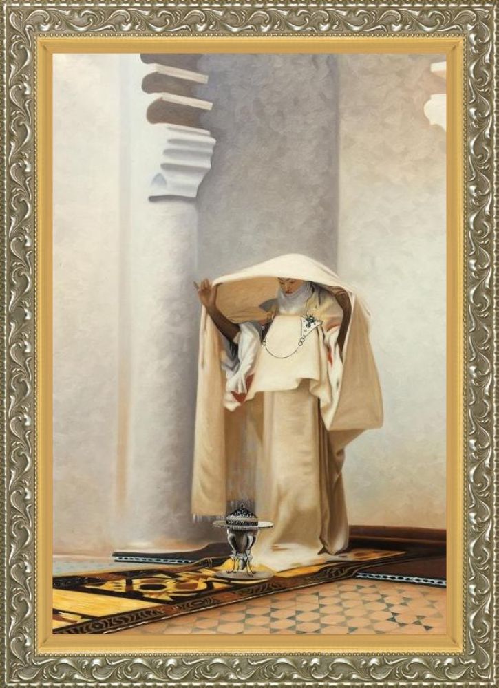 Smoke of Ambergris, 1880 Pre-framed - Rococo Silver and Piccino Luminoso Custom Stacked Frame 24" X 36"