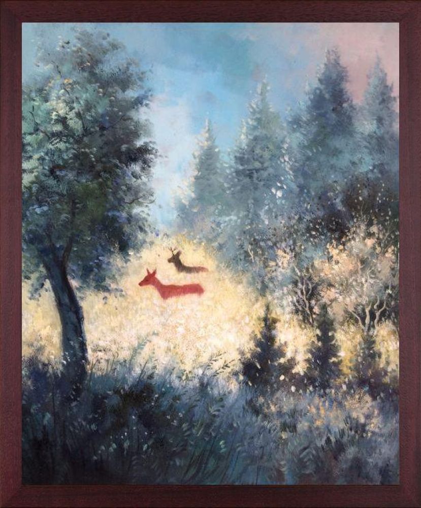 September Morning Reproduction Pre-framed - Open Grain Mahogany 20" X 24"