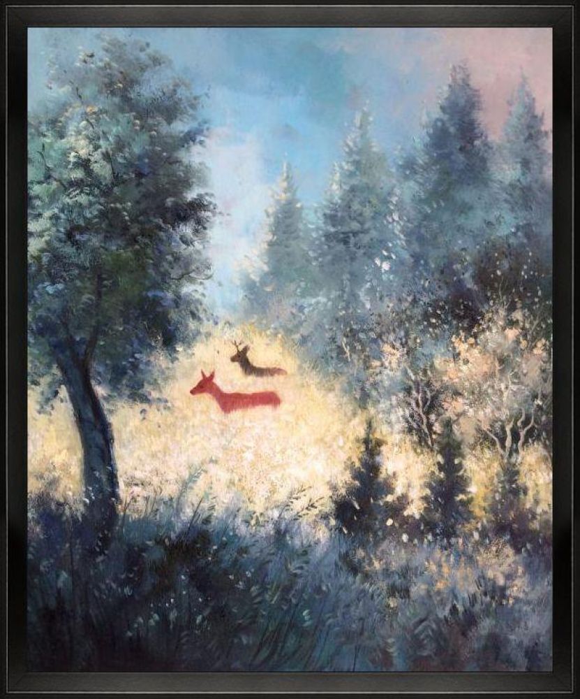 September Morning Reproduction Pre-framed - Studio Black Wood Angle Frame 20"X24"