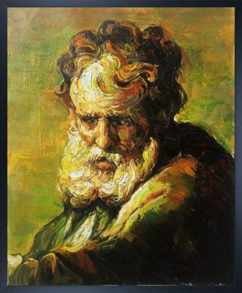 A Bust of an Old Man Pre-framed - Studio Black Wood Frame 20"X24"