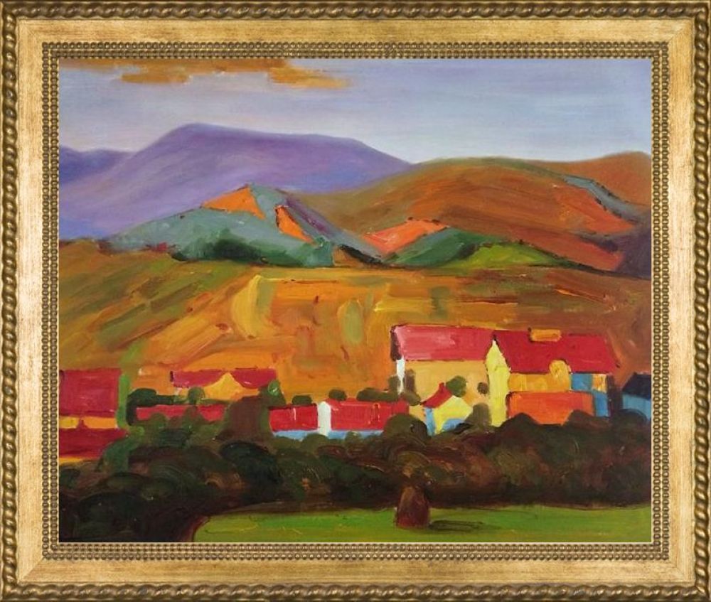 Village with Mountains, 1907 Pre-Framed - Verona Gold Braid Frame 20"X24"