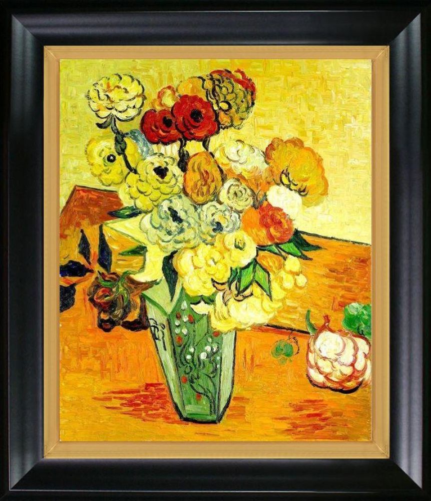 Japanese Vase with Roses and Anemones, 1890 Pre-framed - Black Matte King and Piccino Luminoso Custom Stacked Frame 20" X 24"