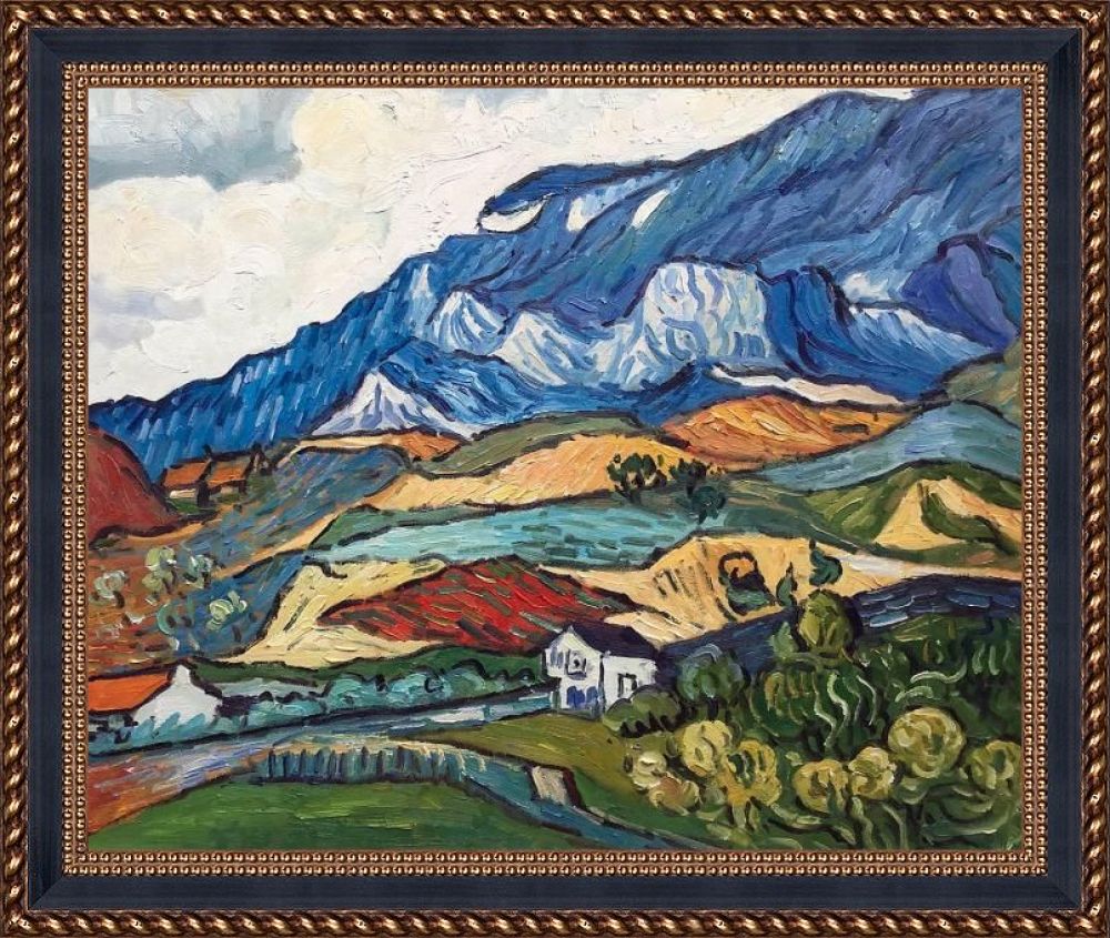 Les Alpilles, Mountain Landscape near South-Reme, 1889 Pre-Framed - Verona Black and Gold Braid 20" X 24"